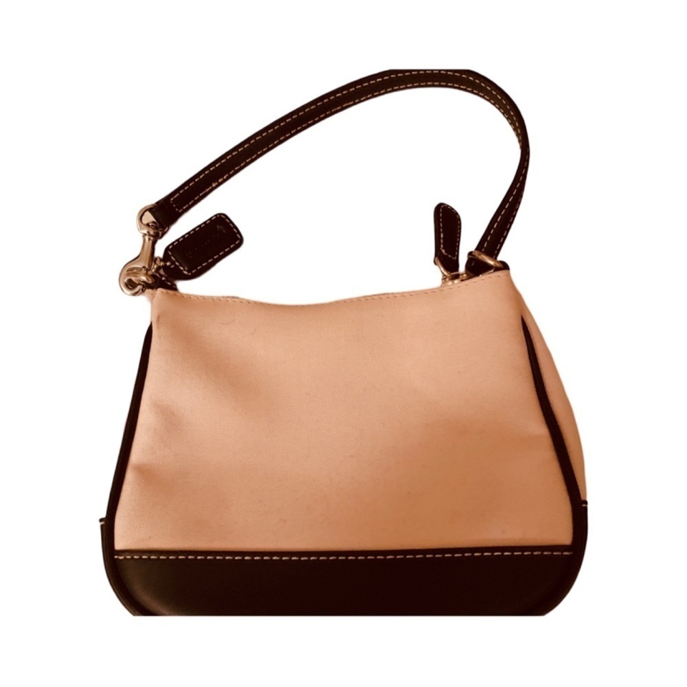Coach Vintage Mini Bag Pale Pink with Apple Green Interior Black Leather Accents